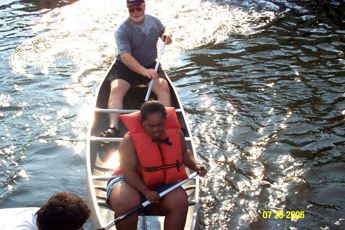 A group in their canoe